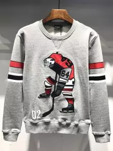 dsquared2 logo sweatshirt fashion hockey player embroidery gray ds279